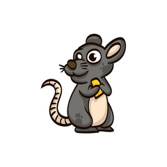 mouse with cheese cartoon colorful funny animal