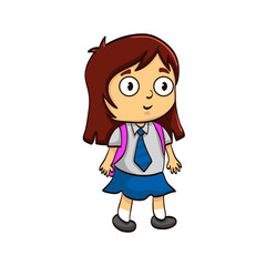 funny cartoon pupil girl