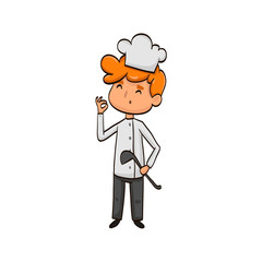 funny cartoon cook with apron