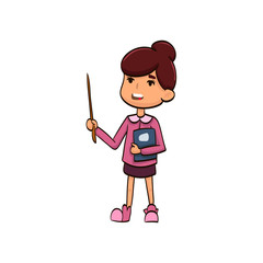 cartoon girl professional specialist teacher