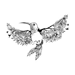 vector illustration hummingbird with floral © coz1421