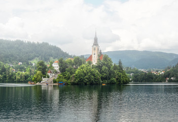 Naklejka premium Assumption of Mary Church, Bled Slovenia.