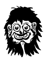 Ugly old woman is smiling. Vector illustration