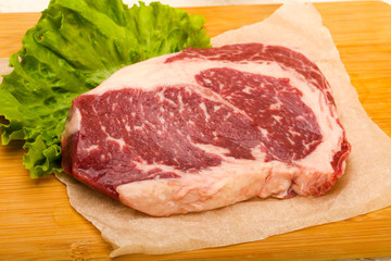 Rib eye raw steak