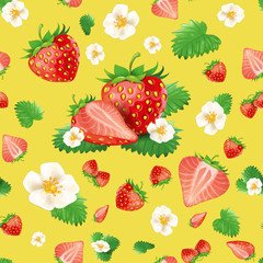 strawberry seamless pattern. Background design for tea, juice, natural cosmetics, sweets and candy with strawberry filling