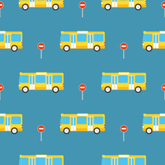 Yellow Bus Seamless Pattern