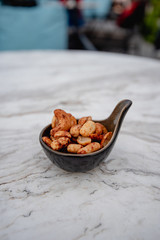 sweet banana crisps and fried cashew nuts