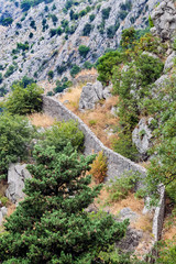 Old fortress wall near Kotor. Montenegro