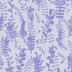 Seamless pattern jungle foliage plants and foliage cute seamless pattern. Vector outline leaves