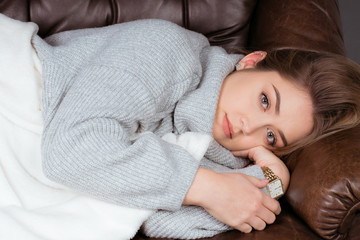 a sick girl with the cold