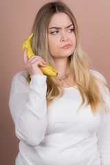 cute girl with a banana