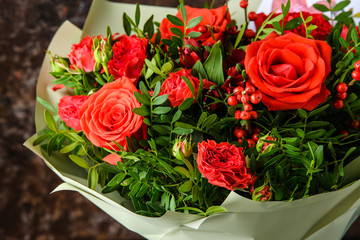 A bouquet of flowers for the holiday romantic gift to the girl