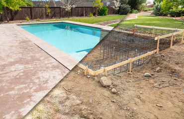 Before and After Pool Build Construction Site - Powered by Adobe