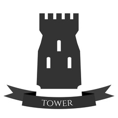 Vector tower symbol. Castle icon isolated on white