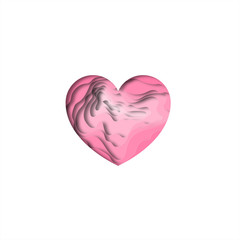 Paper cut pink heart background design. Paper carving heart shape with shadow. Happy Valentine's Day. Greeting card on February 14th. Vector illustration