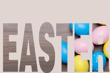 Easter eggs on wooden background