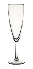 Empty glass of champagne isolated on white background. 