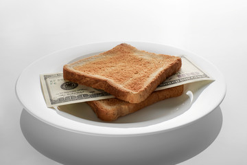 Conceptual photo. Sandwich with a hundred dollars bills. - 248518720