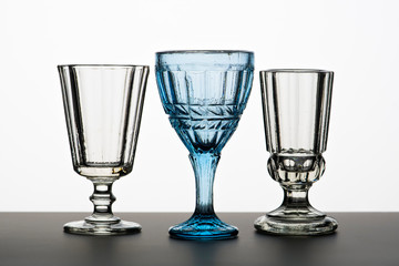 Vintage glasses for alcoholic beverages. Studio photography. - 248518777