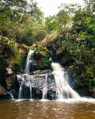 Soft misty water effect in Eubiose Waterfall, São Thomé das Letras, Minas Gerais, Brazil