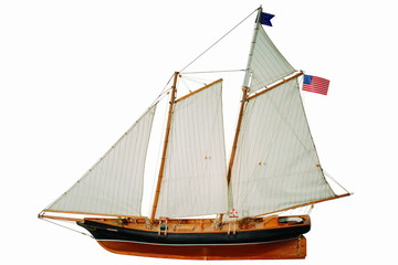 Handmade model. Beautiful Handmade model of America New York 1851 isolated on white background. 