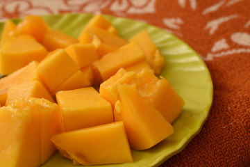 Papaya slices on a plate