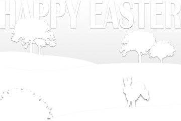 White papercut Illustration with bunny, 