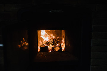 the fire is burning in the furnace