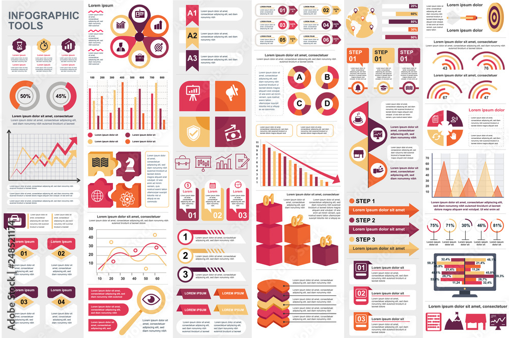 Fototapete infographic elements data visualization vector design template. can be used for steps, options, busi