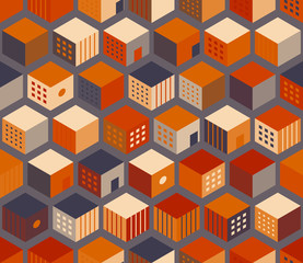 Seamless geometric pattern with cubes. Geometric colorful background.