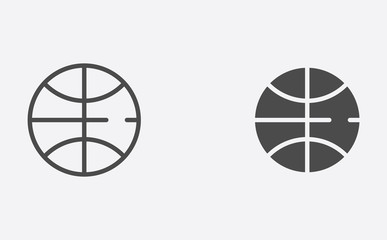 Basketball ball outline and filled vector icon sign symbol