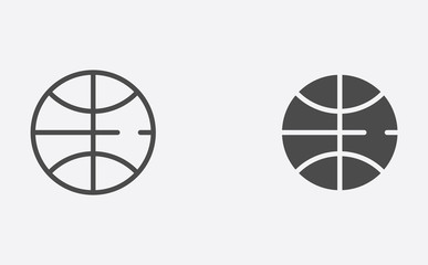 Basketball ball outline and filled vector icon sign symbol