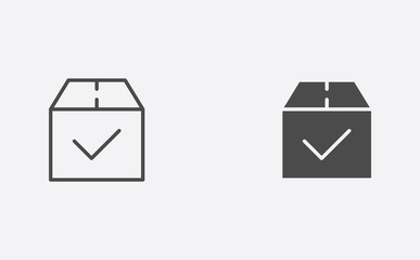 Cargo box outline and filled vector icon sign symbol