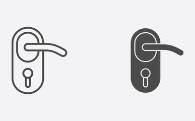 Door handle outline and filled vector icon sign symbol