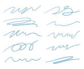 Hand drawn underlines on white. Colored backgrounds with array of lines. Chaotic patterns. Colorful illustration. Sketchy elements