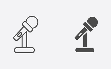 Microphone outline and filled vector icon sign symbol