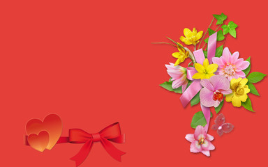 frame with flowers for Valentines Day