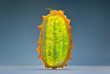 slice of exotic kiwano fruit