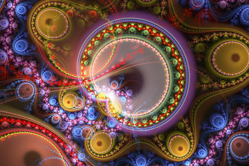 Animated Geometric fractal shape can illustrate daydreaming imagination psychedelic space dreams magic nuclear explosion frequency patterns radiation concepts.