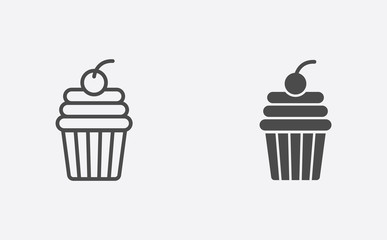 Muffin outline and filled vector icon sign symbol