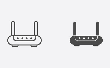 Router outline and filled vector icon sign symbol