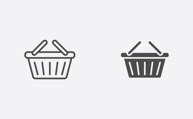 Shopping basket outline and filled vector icon sign symbol