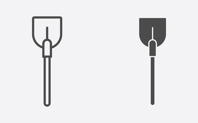 Shovel outline and filled vector icon sign symbol