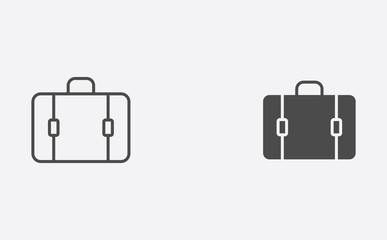 Suitcase outline and filled vector icon sign symbol