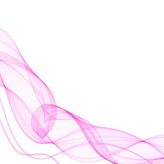 Abstract soft design pattern with pink wavy lines in elegant dynamic style on white background. Pink waves.