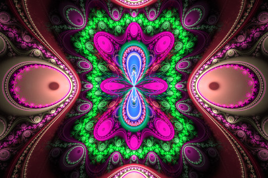 Animated Geometric fractal shape can illustrate daydreaming imagination psychedelic space dreams magic nuclear explosion frequency patterns radiation concepts.