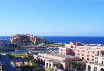 Fototapeta na wymiar Malta. A view from the top of the hotel and leisure complex in the St. Julian's.