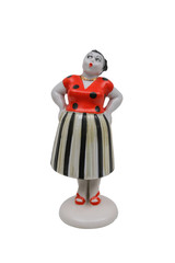 Obraz premium Ancient porcelain figurine on a white background.