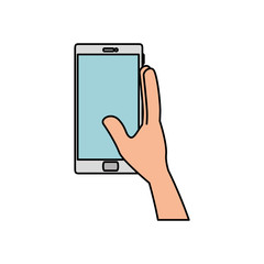 hand with smartphone device