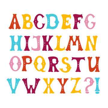 Hand drawn letters set colorful english alphabet